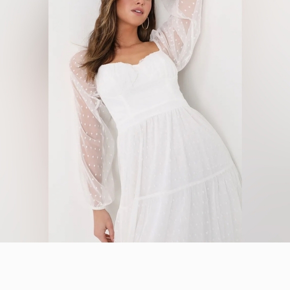 Lulus Dresses & Skirts - Lulu's Affectionate Aura White Swiss Dot Dress Graduation Wedding Summer